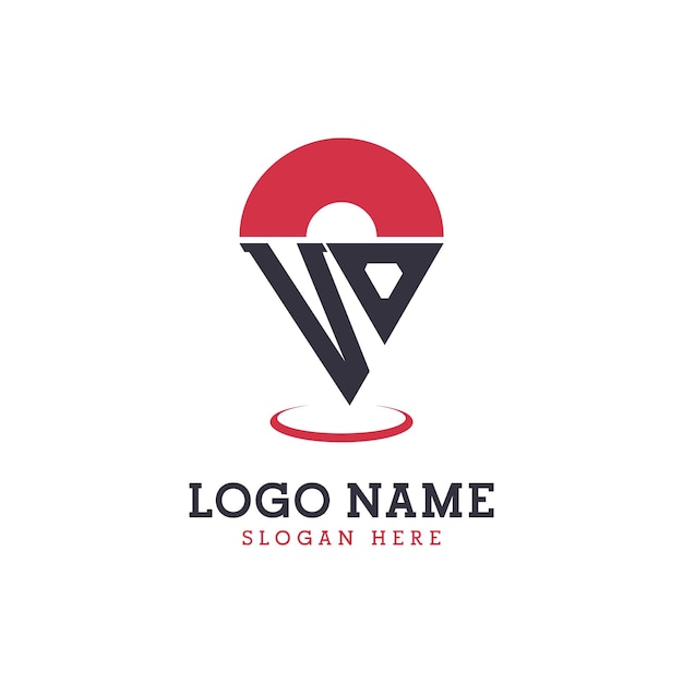 Diseño de icono de ubicación de VO Logotipo moderno de VO Pinpoint para aplicaciones de mapas de navegación y negocios basados en la ubicación