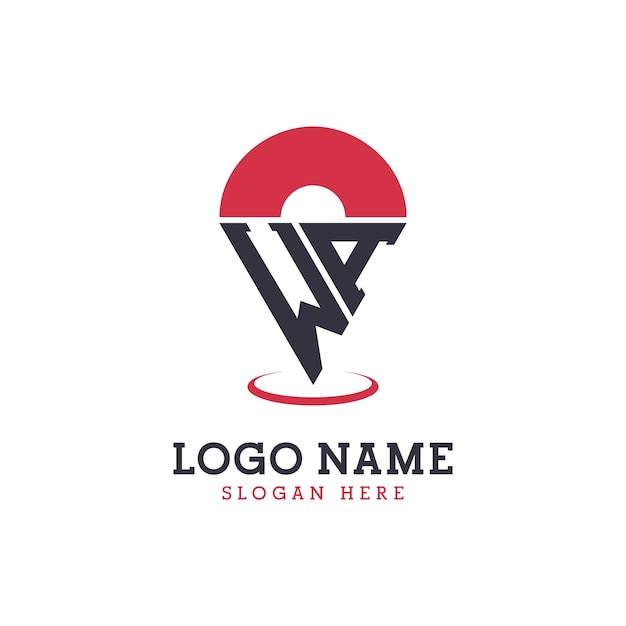 Diseño de icono de ubicación de WA Logotipo moderno de WA Pinpoint para aplicaciones de mapas de navegación y negocios basados en la ubicación
