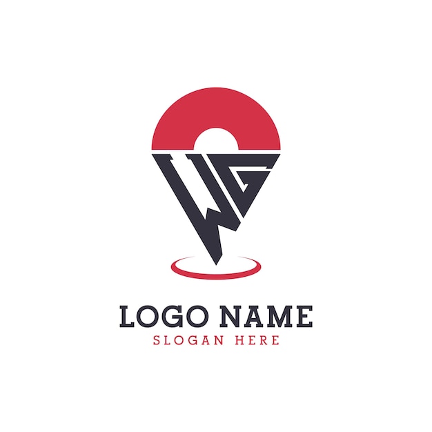 Diseño de icono de ubicación de WG Logotipo moderno de WG Pinpoint para aplicaciones de mapas de navegación y negocios basados en la ubicación