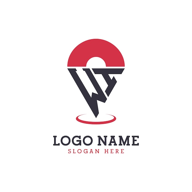 Diseño de icono de ubicación WI Logotipo moderno WI Pinpoint para aplicaciones de mapas de navegación y negocios basados en la ubicación