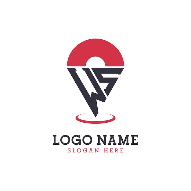 Diseño de icono de ubicación de WS Logotipo moderno de WS Pinpoint para aplicaciones de mapas de navegación y negocios basados en la ubicación