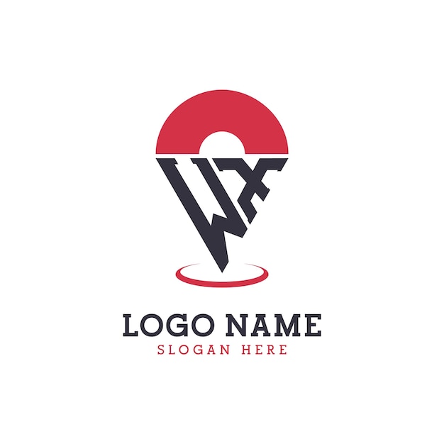 Diseño de icono de ubicación de WX Logotipo moderno de WX Pinpoint para aplicaciones de mapas de navegación y negocios basados en la ubicación