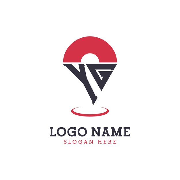 Diseño de icono de ubicación de YG Logotipo moderno de YG Pinpoint para aplicaciones de mapas de navegación y negocios basados en la ubicación
