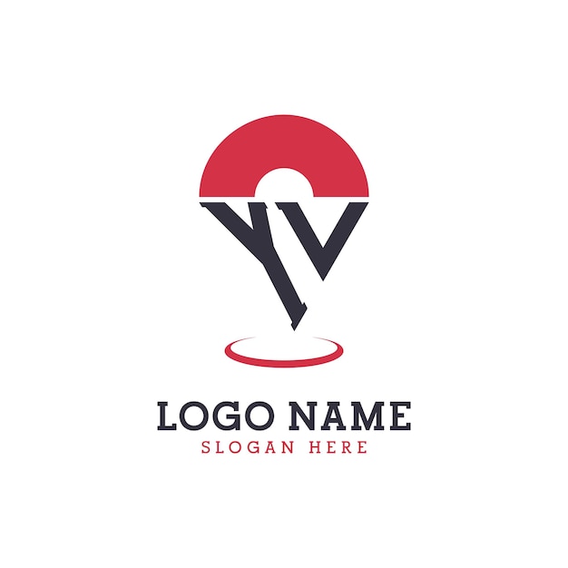 Diseño de icono de ubicación YV Logotipo moderno YV Pinpoint para aplicaciones de mapas de navegación y negocios basados en la ubicación