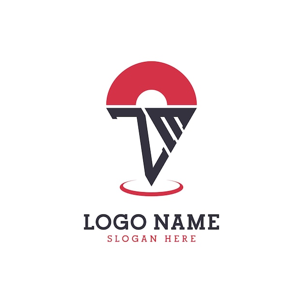 Diseño de icono de ubicación ZM Logotipo moderno ZM Pinpoint para aplicaciones de mapas de navegación y negocios basados en la ubicación