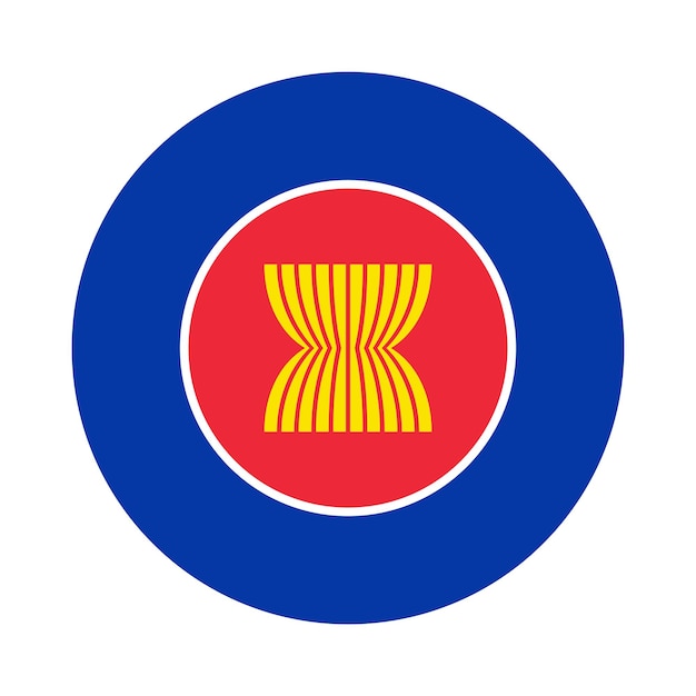 Diseño de icono de vector de bandera redonda de Asean Bandera de círculo de Asean