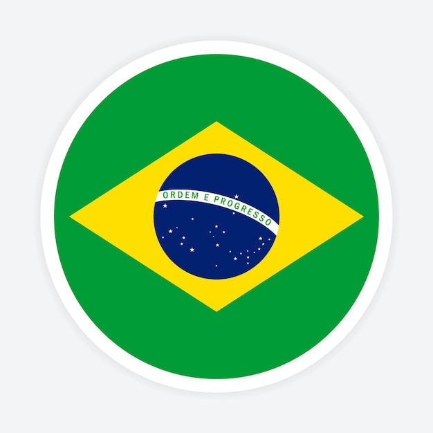 Diseño de icono de vector de bandera redonda de Brasil Bandera de círculo de Brasil