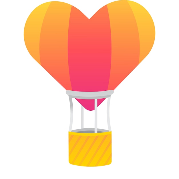Diseño de icono de vector de globo caliente de aire de corazón