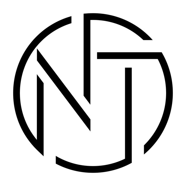 Diseño de icono de vector de iniciales NT Letras N y T icono plano