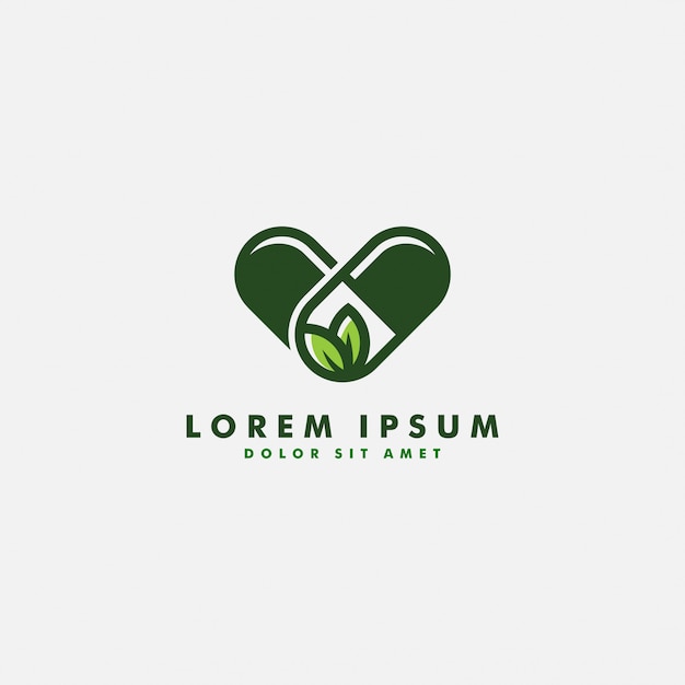 Diseño de icono de vector de logo de droga de medicina de hoja de píldora cápsula