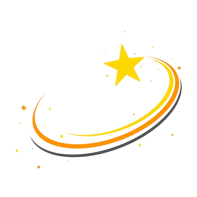 Diseño de icono de vector de logotipo de estrella dorada Símbolos y logotipo de círculo de tecnología Ilustración de símbolo de estrella fugaz