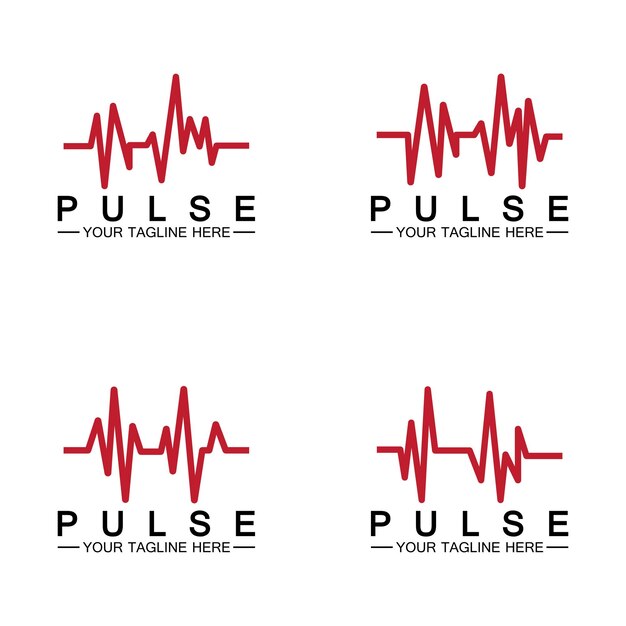 Diseño de icono de vector de logotipo de línea de pulso rojo