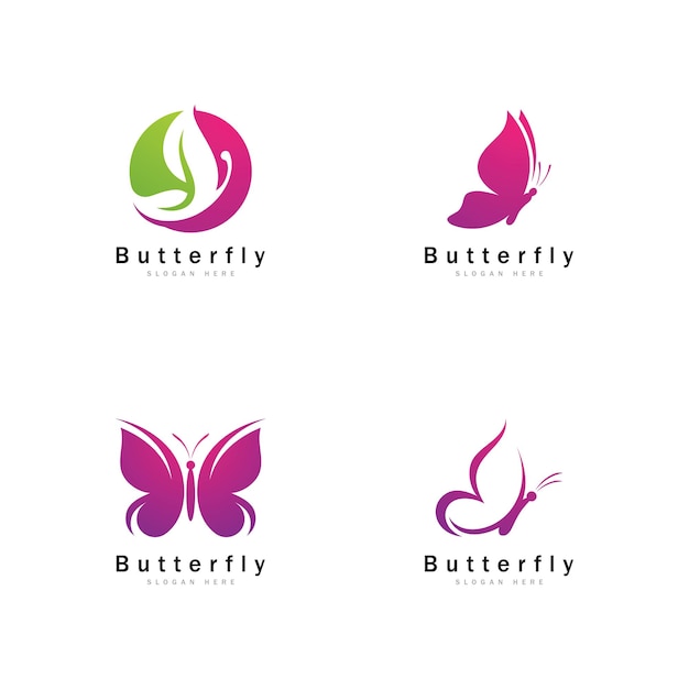 Diseño de icono de Vector de plantilla de logotipo de mariposa