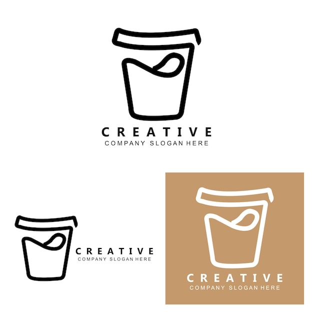 Vector diseño de icono de vector de plantilla de logotipo de taza de café y frijoles