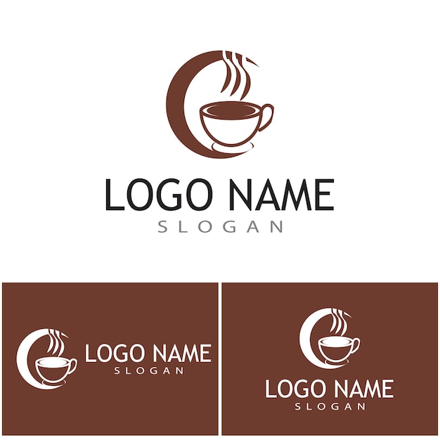 Diseño de icono de vector de plantilla de logotipo de taza de café