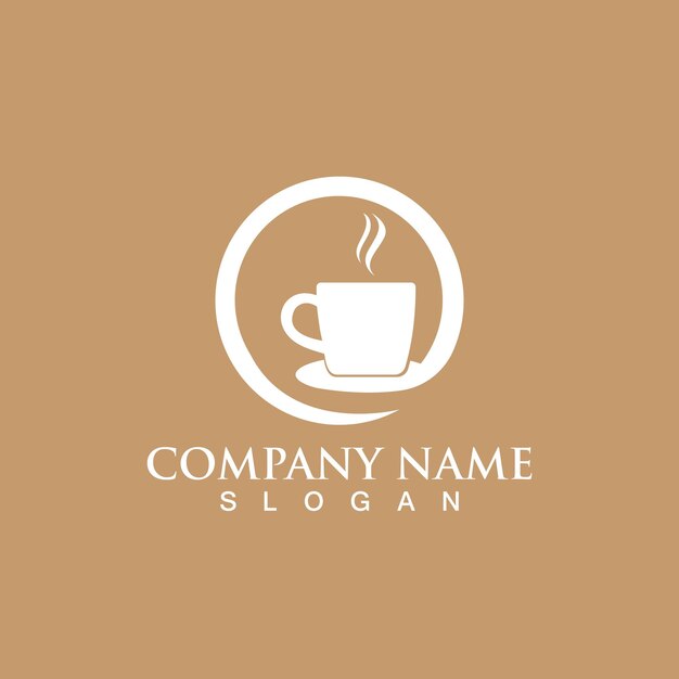 Diseño de icono de vector de plantilla de logotipo de taza de café
