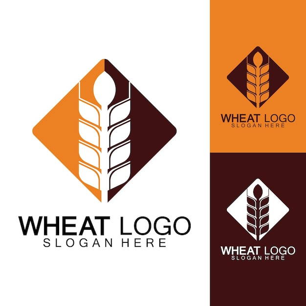 Diseño de icono de vector de plantilla de logotipo de trigo de agricultura