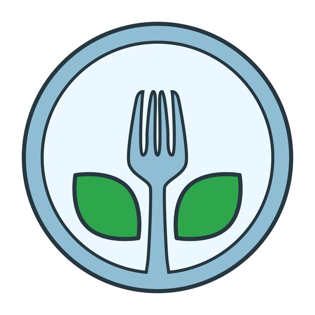 Diseño de icono de vector de plato y tenedor Icono plano