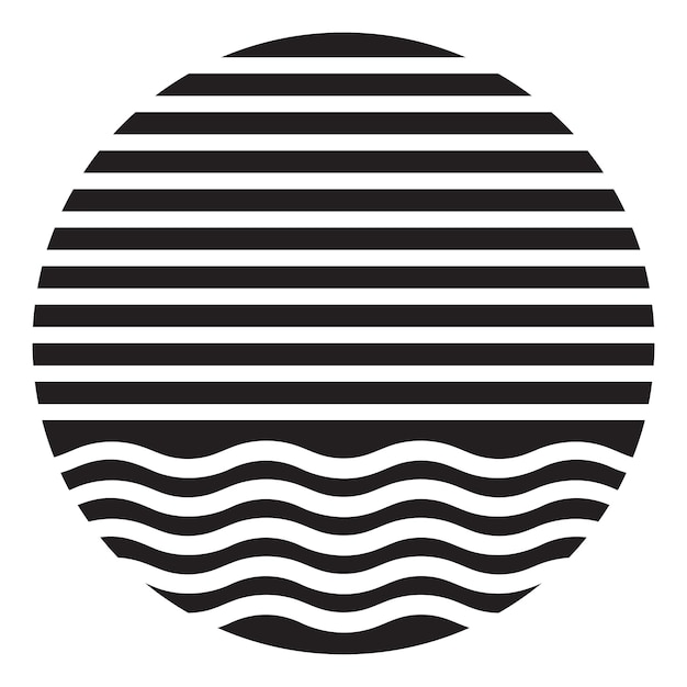 Diseño de icono de vector de sol y olas Icono plano de viaje