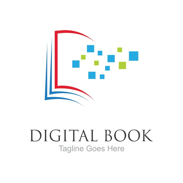 Diseño de icono de vector de tecnología de logotipo de libro digital
