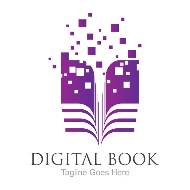 Diseño de icono de vector de tecnología de logotipo de libro digital
