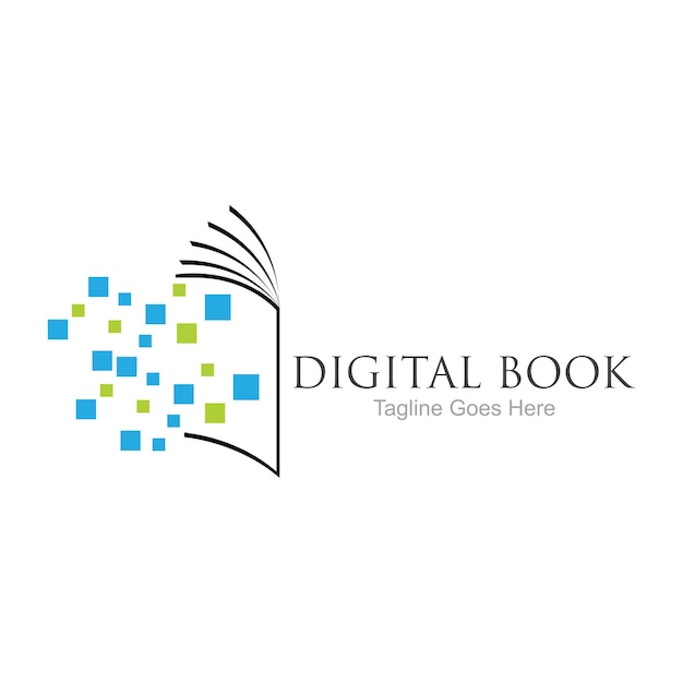 Diseño de icono de vector de tecnología de logotipo de libro digital