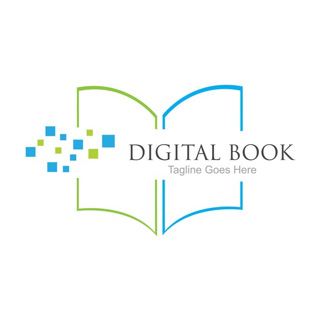 Diseño de icono de vector de tecnología de logotipo de libro digital