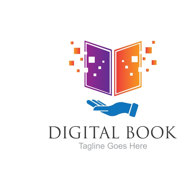Diseño de icono de vector de tecnología de logotipo de libro digital