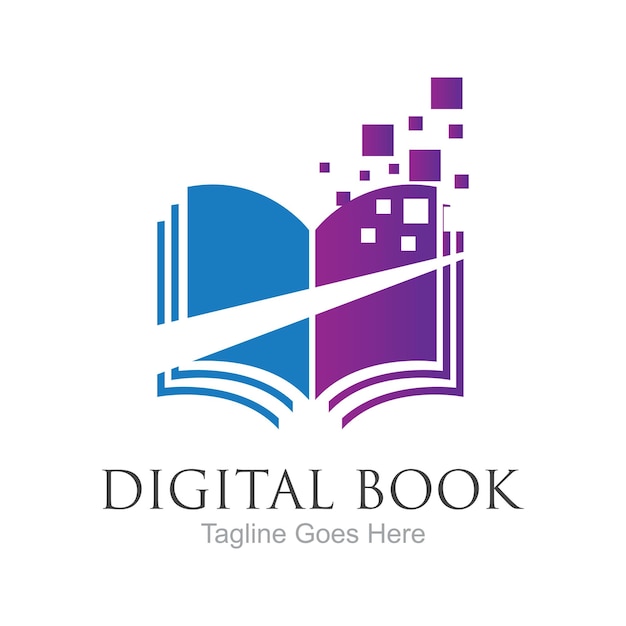 Diseño de icono de vector de tecnología de logotipo de libro digital