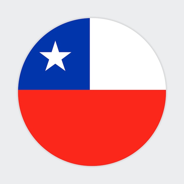 Diseño del icono vectorial de la bandera redonda de Chile Bandera del círculo de Chile