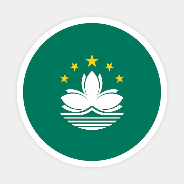 Diseño del icono vectorial de la bandera redonda de Macau Bandera del círculo de Macau