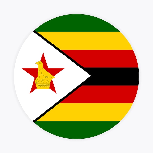 Diseño del icono vectorial de la bandera redonda de zimbabue diseño de la bandera del círculo de zimbabue