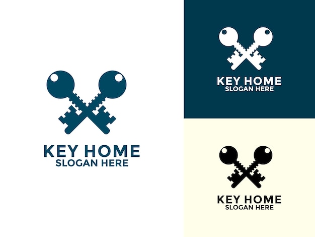 diseño de icono vectorial clave logotipo con símbolo de la casa diseño de logotipo de la casa clave mínima