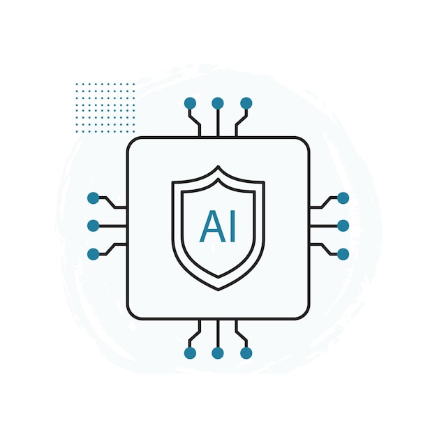 Diseño de icono vectorial del escudo de protección de ciberseguridad AIPowered