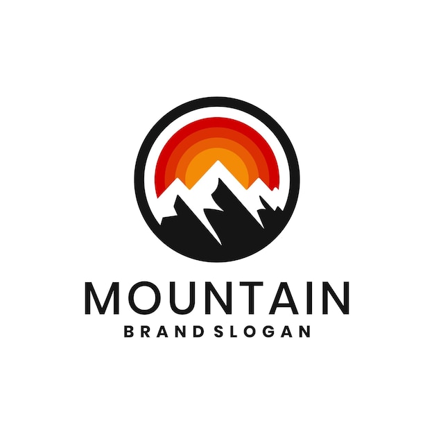 Diseño del icono vectorial del logotipo de la montaña