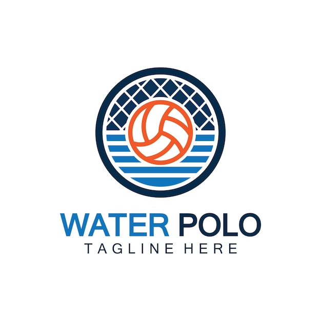 El diseño del icono vectorial del logotipo del waterpolo es el deporte del waterpolo.