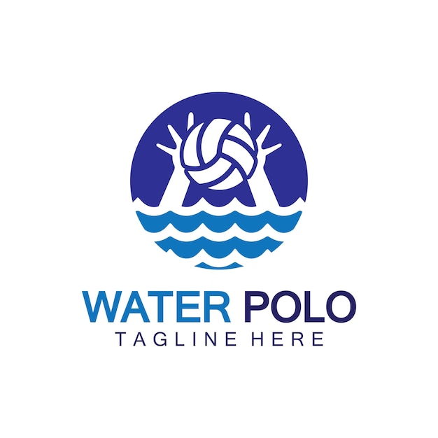 El diseño del icono vectorial del logotipo del waterpolo es el deporte del waterpolo.