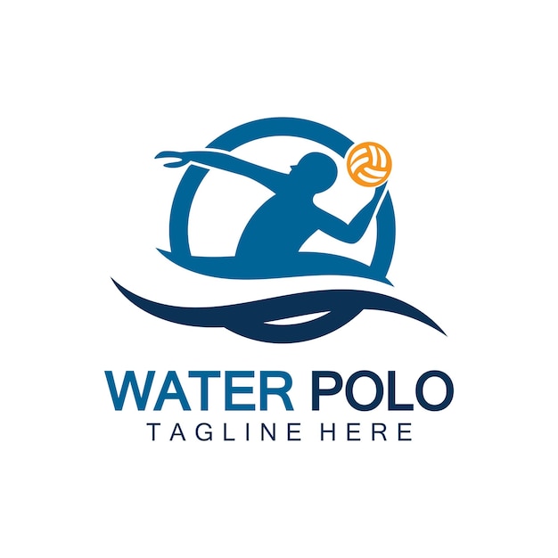 El diseño del icono vectorial del logotipo del waterpolo es el deporte del waterpolo.