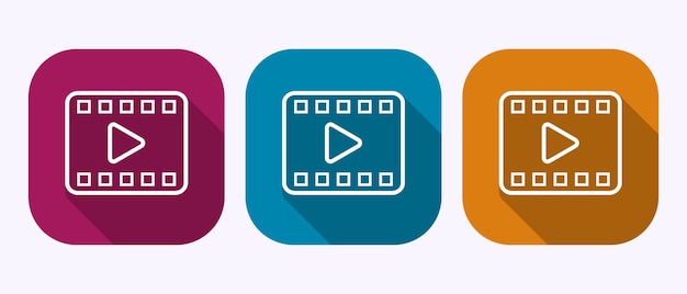 Diseño de icono de video Ilustración del icono de la cámara El símbolo del signo de la cámara de video en el diseño del botón de sombra