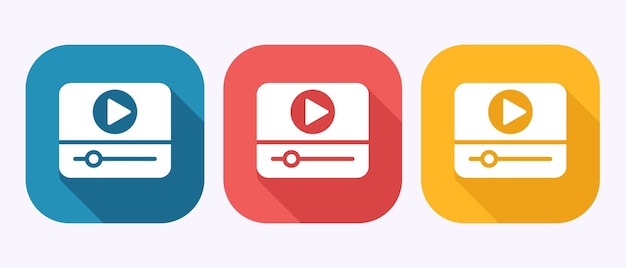 Diseño de icono de video Ilustración del icono de la cámara El símbolo del signo de la cámara de video en el diseño del botón de sombra