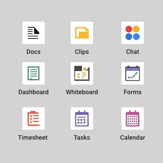 Diseño de iconos de aplicaciones creativas vectoriales, clips de documentos y calendario