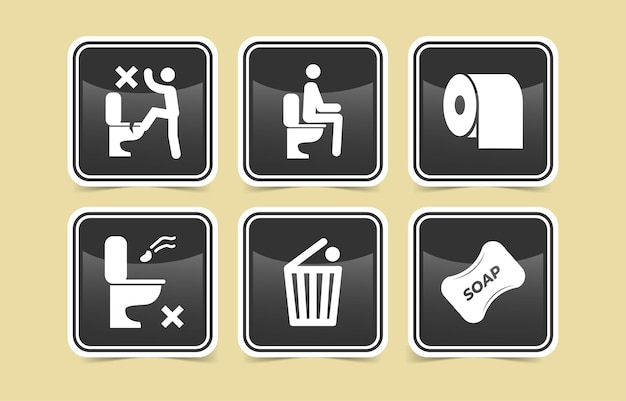 Vector diseño de iconos de baño de diseño plano de vector libre negro