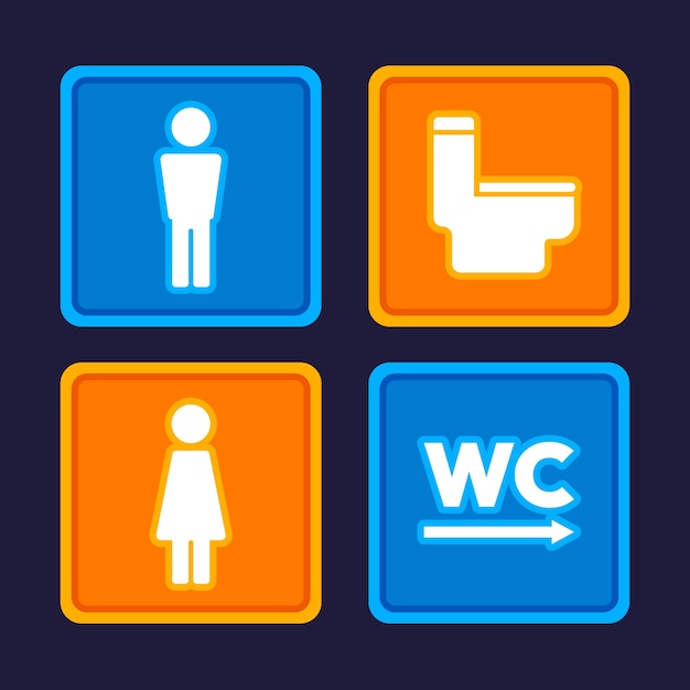 Diseño de iconos de baño de diseño plano