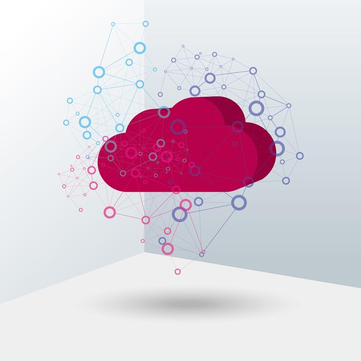 Vector diseño de iconos de computación en la nube. aislado sobre fondo azul.