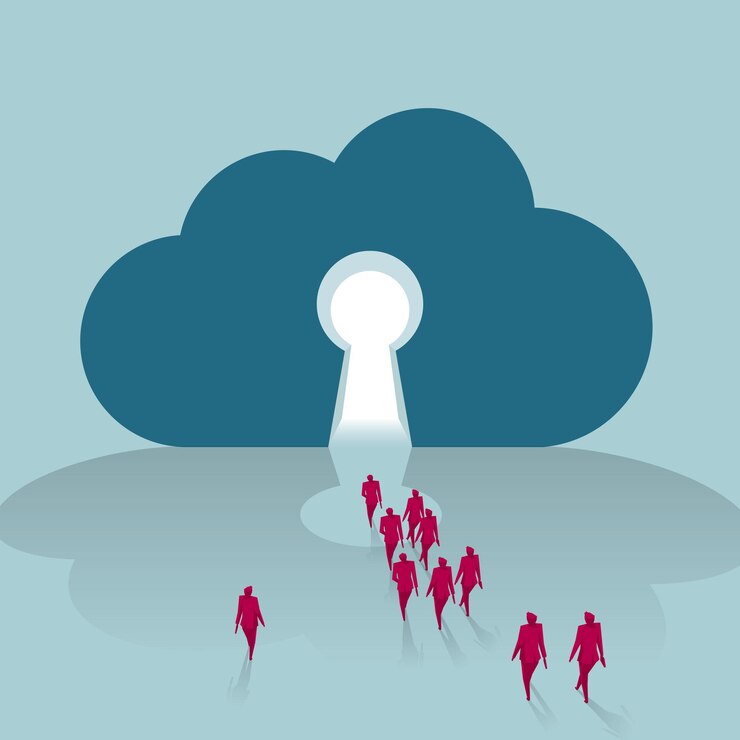 Vector diseño de iconos de computación en la nube. aislado sobre fondo azul.