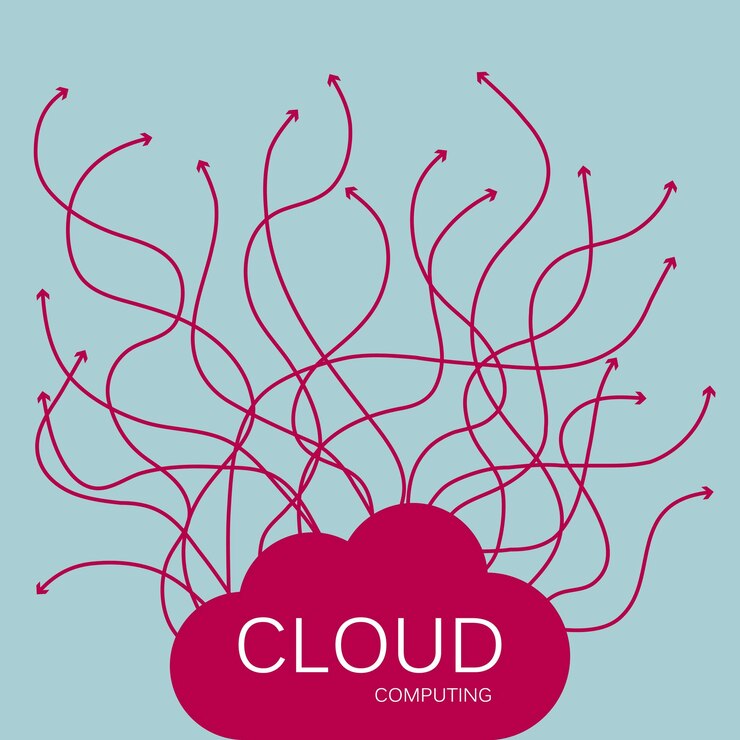 Vector diseño de iconos de computación en la nube. aislado sobre fondo azul.