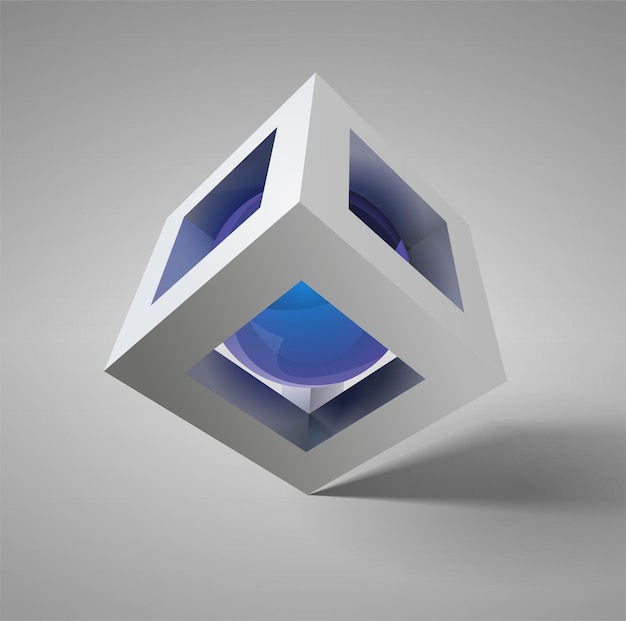 Vector diseño de iconos de cubos 3d abstractos vectoriales y esferas azules