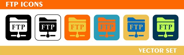 diseño de iconos Para el diseño web de símbolos FTP o gráficos web Ilustración plana vectorial