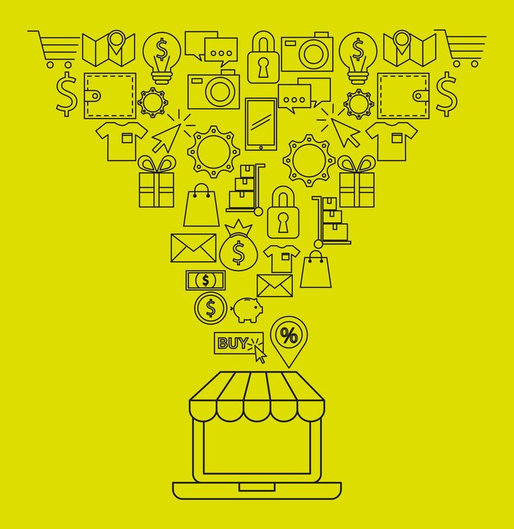 Vector diseño de iconos de e-commerce, gráfico de vector ilustración eps10