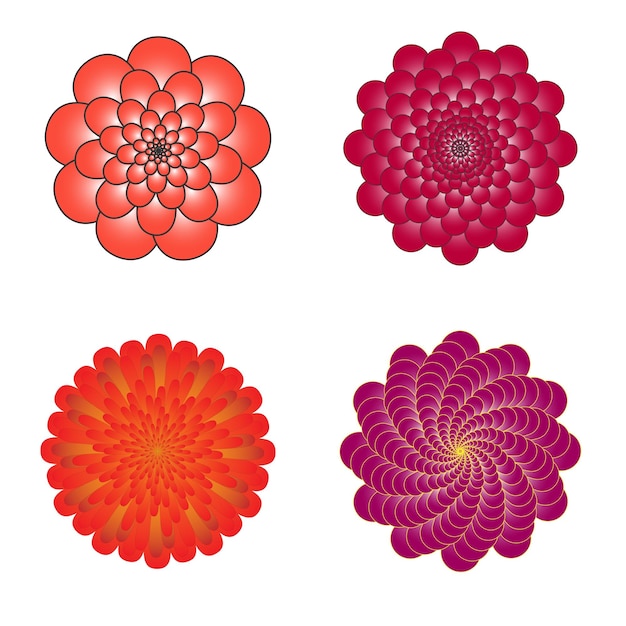 diseño de iconos de flores vectoriales coloridos